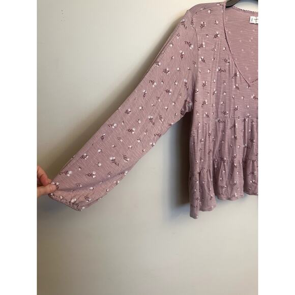 Lucky Brand Floral Long Sleeve Peplum Top – Size Large - Picture 3 of 5